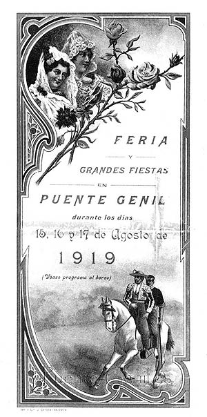 Cartel de Feria del año 1919, el programa de actos se encuentra impreso detrás del mismo. Aún se conserva algún original en manos de particulares.
